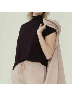 NEW Brian Bailey Black Mock Neck Sleeveless Top - Medium